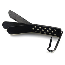 Three-Layer Sex Black Rivet Leather Hand Paddle Sm Spanking Head Body Patting Wide Paddle